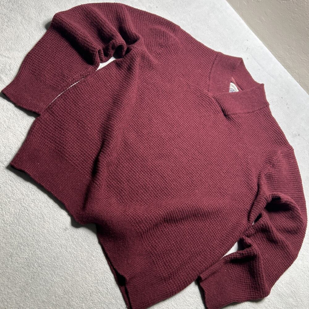Y2k Schott Bros Air Wool Regulator Waffle Cardigan Sweater Mens XL Burgundy